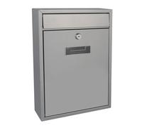 Perel Cassetta postale Ibiza, da parete, con targhetta portanome, incl. 2 chiavi, dimensioni (A x L x P) 36 x 26 x 8 cm, grigio argentato