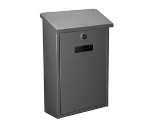 Perel Cassetta postale Rio, montaggio a parete e su palo, con targhetta portanome, incl. 2 chiavi, dimensioni (A x L x P) 39,5 x 27 x 10 cm, grigio argentato