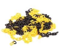 Perel Catena barriera giallo nero 10 m, plastica, catena di sicurezza per interni ed esterni, catena di marcatura per cantiere, zona di parcheggio, magazzino, terreno o evento