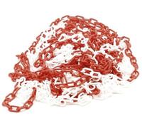 Perel Catena barriera rosso bianco 25 m, plastica, catena di sicurezza per interni ed esterni, catena di marcatura per cantiere, zona di parcheggio, magazzino, terreno o evento
