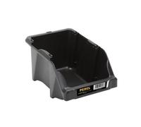Perel Contenitore minuteria impilabile, cassettina in plastica per viti e piccoli componenti, con portae etichetta per officina garage magazzino, nero, 2 l, 125 x 195 x 90 mm