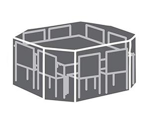 Perel Copertura per set da giardino 220 x 220 x 95 cm, impermeabile e resistente ai raggi UV, telo ottagonale per mobili da esterno contro pioggia e sporco, copertura all-weather robusta, grigio