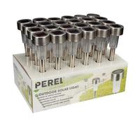 Perel CSOL04D - Lampada solare per esterni con base in acciaio INOX, 24 pezzi, colore: Bianco