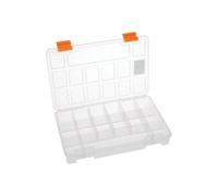 Perel Custodia organizer, 15 scomparti fissi, impilabile, 230 x 150 x 33 mm, trasparente/arancione