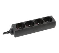 Perel eb4stb25hq multipresa senza interruttore 4 scomparti nero 1 pz
