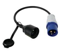 Perel Cavo adattatore, H07RN-F 3G1.5, 0,4 m, 16 A/230 V, 3680 W, CEE a tipo E, per uso interno ed esterno, gomma, blu