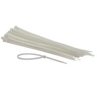Perel Fascette in nylon bianche, 100 pezzi, legacavi 300 x 4,8 mm, resistenti ai raggi UV, auto-bloccanti, capacità di trazione 36 kg, per applicazioni pesanti interne ed esterne