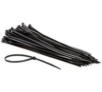 Perel Fascette in nylon nere, 100 pezzi, legacavi 300 x 4,8 mm, resistenti ai raggi UV, auto-bloccanti, capacità di trazione 36 kg, per applicazioni pesanti interne ed esterne
