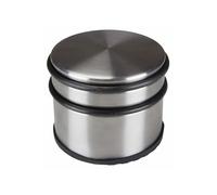 Perel Fermaporta in acciaio inox, senza necessità di foratura, con fondo in gomma antiscivolo, altezza 75 mm e diametro 90 mm, per una presa sottile ma efficace, ideale per qualsiasi interno, grigio,