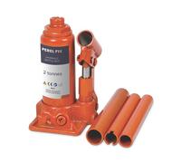 Perel Martinetto idraulico a bottiglia 2 tonnellate (2000 kg), cric auto in acciaio, altezza 158-308 mm, compatto per auto, furgone, camion, caravan e rimorchio, ideale per garage e officina