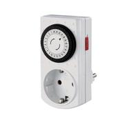 Perel Mini timer 24 ore, meccanico, 230 V, 16 A, 3680 W, messa a terra tedesca tipo F, bianco