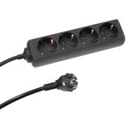 Perel Multipresa, 4 prese con morsetti di terra (tipo F), cavo 1,5 m, 3G1,5, uso interno, nero