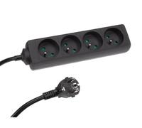 Perel Multipresa, 4 prese tipo E con protezione bambini, cavo H05VV-F 3G1.5 da 1,5 m, 3680 W, prolunga compatta per interni, nera, IP20, 16 A, 230 V