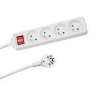 Perel Multipresa con interruttore, 4 prese tipo E con protezione per bambini, cavo H05VV-F 3G1.5 da 1,5 m, 3680 W, prolunga per interni a risparmio energetico, bianca, IP20, 16 A, 230 V