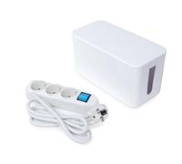 Perel Multipresa con interruttore e scatola cavi, 3 prese con polo di terra (tipo E), cavo 1,5 m, 3G1,5, bianco