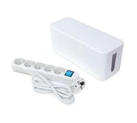 Perel Multipresa con interruttore e scatola cavi, 5 prese con morsetti di terra (tipo F), cavo 1,5 m, 3G1,5, bianco