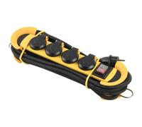 Perel EBP04YWPSWG Heavy-Duty Socket Outlet, 4 Sockets, Cavo Management, Ip44, Schuko, Multicolore