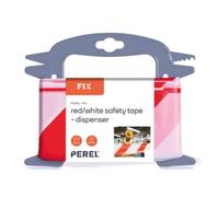 Perel Nastro barriera su supporto da 100 m, ideale per recinzioni temporanee ed eventi, rosso/bianco