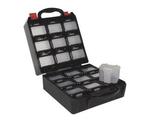 Perel Organizer per attrezzi, polipropilene, 18 scatole rimovibili, clip per cintura, chiusure in plastica, nero