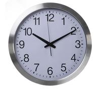 Perel Orologio da parete, rotondo, analogico, 40 cm, controllo DCF, alluminio, argento