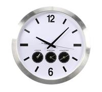 Perel Orologio mondiale analogico con 3 fusi orari, modello da parete con passaggio automatico ora legale/ora solare, batterie non incluse