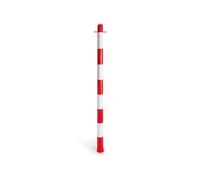 Perel Paletto segnaletico 90 cm rosso bianco, palo in plastica con 2 anelli per catena o nastro, ideale per recinzioni temporanee, eventi, parcheggi e spazi pubblici, resistente e stabile