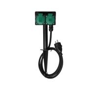 Perel Presa esterna con picchetto di terra, 2 prese tipo F con coperchi, IP44 resistente agli spruzzi, cavo H07RN-F 3G1.5 da 1,5 m, distributore di energia per illuminazione e utensili da giardino