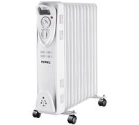 Perel Radiatore a olio 2500W con 11 alette, 3 impostazioni di calore, termostato regolabile, maniglia, ruote, protezione contro il surriscaldamento e il ribaltamento, stufa portatile silenziosa ed