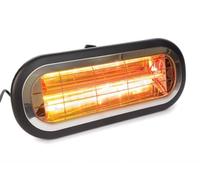 Perel Stufa per patio/ombrellone, 2000 W, basso abbagliamento, con interruttore on/off, staffa per montaggio a parete o soffitto, resistente agli spruzzi d'acqua, 1 livello di calore, metallo, nero