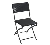Perel Sedia pieghevole, resistente agli agenti atmosferici, modello rattan, portata massima 300 kg, nera