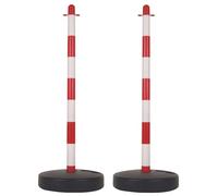 Perel Set 2 pali in PVC, con base riempibile, catenella non inclusa, per delimitazione temporanea, eventi, ristorazione e spazi pubblici, rosso/bianco, 2 pezzi