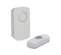 Perel Set campanello senza fili, con 1 ricevitore / 1 pulsante a batteria, impermeabile IP44, 32 melodie, portata 150 m, bianco