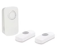 Perel Set campanello senza fili, con 1 ricevitore / 2 pulsanti a batteria, impermeabile IP44, 32 melodie, portata 150 m, bianco