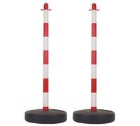 Perel Set 2 pali in PVC, con base riempibile, catenella non inclusa, per delimitazione temporanea, eventi, ristorazione e spazi pubblici, rosso/bianco, 2 pezzi