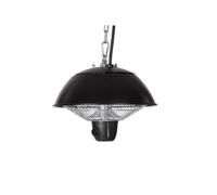 Perel Stufa da esterno, 600 W, alogena, montaggio a soffitto, con catenella, interruttore on/off, 1 livello di calore, resistente agli spruzzi d'acqua, metallo, nero