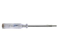 Perel Tester di tensione, tester di fase, cacciavite tester elettrico a taglio, tester elettrico, indicazione tramite lampada al neon, 100-250 V, trasparente, acciaio al cromo vanadio (CrV)