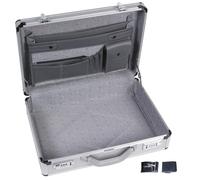 Perel Valigetta, 2 serrature a combinazione, tracolla, alluminio, grigio, 460 x 335 x 110 mm