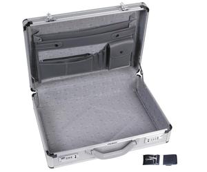 Perel Valigetta, 2 serrature a combinazione, tracolla, alluminio, grigio, 460 x 335 x 110 mm