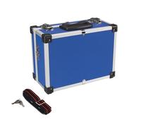 Perel valigetta porta attrezzi in alluminio blu 320 x 230 x 155 mm con serratura a chiave (2 chiavi) e tracolla, valigetta rigida di trasporto per utensili, laptop e fotocamera