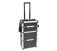 Perel Valigia portautensili, trolley, maniglia telescopica, serratura a chiave, 2 chiavi, alluminio, nero, 370 x 225 x 670 mm