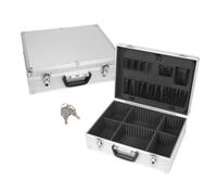 Perel Valigia portautensili, portautensili, tracolla, divisori regolabili, serratura a chiave, 2 chiavi, alluminio, grigio, 457 x 330 x 152 mm