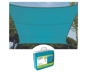 Perel Vela ombreggiante 3.6 x 3.6 m, vela parasole quadrata per giardino e terrazza, poliestere idrorepellente 160 g/m2, protezione UV 90%, tessuto traspirante con anelli a O in acciaio inox, blu