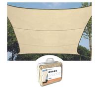 Perel Vela ombreggiante rettangolare 4 × 3 m per giardino e terrazza, poliestere traspirante e idrorepellente 160 g/m², protezione UV 90%, anelli inox, crema