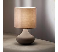 PERENZ Lampada da appoggio in Metallo colore Tortora con Paralume in Stoffa Diametro 20 cm Altezza 33,5 cm Lampadina 1xE14 max. 40W non inclusa