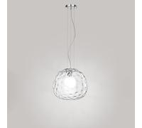 SKIN Sospensione 1 luce vetro trasparente martellato finitura cromo attacco E27 diametro 40cm