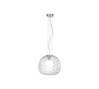 PERENZ Lampadario con struttura Cromo lucido e Diffusore in Vetro trasparente diametro 40 cm Altezza 150 cm regolabile Lampadina 1xE27 max. 60W non inclusa