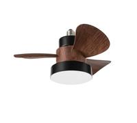 Perenz Ventilatore da soffitto noce - LED 15 W, pale ABS, 3 velocità, silenzioso, telecomando, E27, d36 cm, design naturale