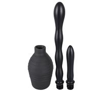 Peretta Doccia Intima Anale 300ml 2 Cannule a Vite PVC Nera