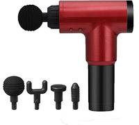 PERF Dispositivo Portatile di Massaggio, allevia Il Dolore Muscolare,4 testine di Massaggio, 6 variazioni, Ricaricabile, Cordless-Rosso_Rosso