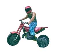 Perfeclan 1:64 Motociclisti con Motocicletta Modello di Figura Diorama Scenario Mini Motociclista in Miniatura per Il Layout della Stazione ferroviaria, Rosso